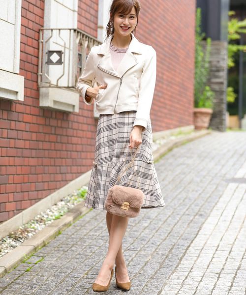 tocco closet（トッコ　クローゼット）の「ポケりぼんフェイクスエードライダースジャケット（ライダースジャケット・レディース・ピンク系その他/アイボリー/ブラウン系その他/グレー系その他・M）」の7枚目の写真