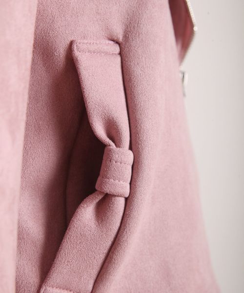 tocco closet（トッコ　クローゼット）の「ポケりぼんフェイクスエードライダースジャケット（ライダースジャケット・レディース・ピンク系その他/アイボリー/ブラウン系その他/グレー系その他・M）」の12枚目の写真