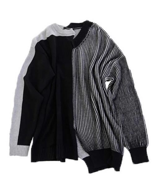 antiqua（アンティカ）の「配色アシメ綿ニット（ニット/セーター・メンズ・ブラック/ナチュラル・M/L/L/XL）」の16枚目の写真