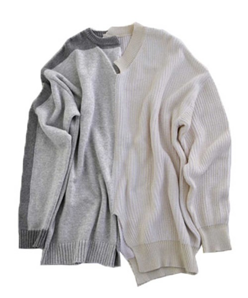 antiqua（アンティカ）の「配色アシメ綿ニット（ニット/セーター・メンズ・ブラック/ナチュラル・M/L/L/XL）」の17枚目の写真