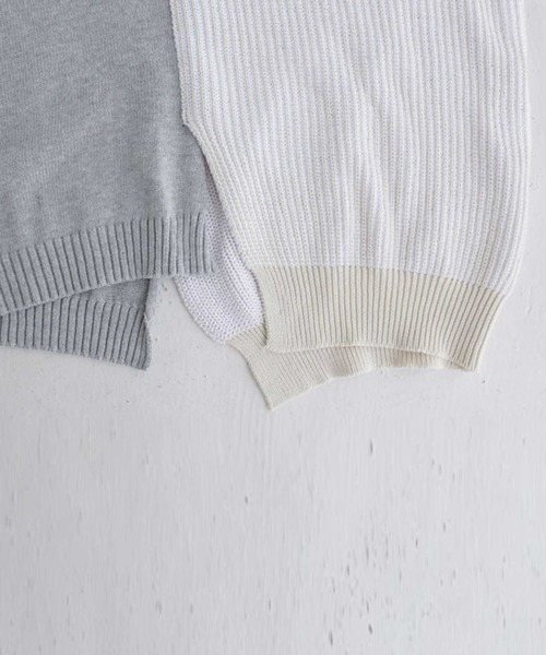 antiqua（アンティカ）の「配色アシメ綿ニット（ニット/セーター・メンズ・ブラック/ナチュラル・M/L/L/XL）」の19枚目の写真