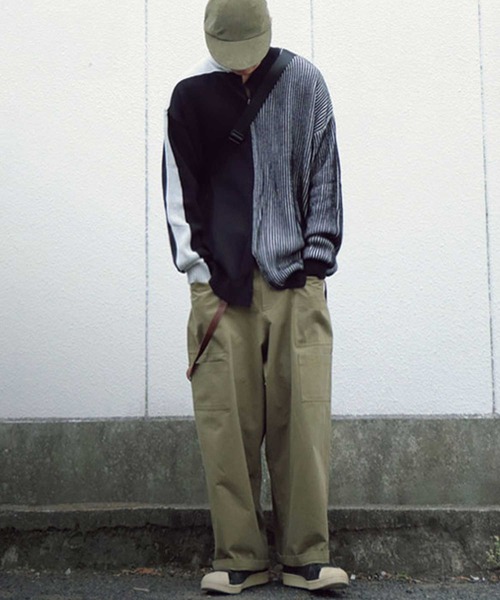 antiqua（アンティカ）の「配色アシメ綿ニット（ニット/セーター・メンズ・ブラック/ナチュラル・M/L/L/XL）」の5枚目の写真