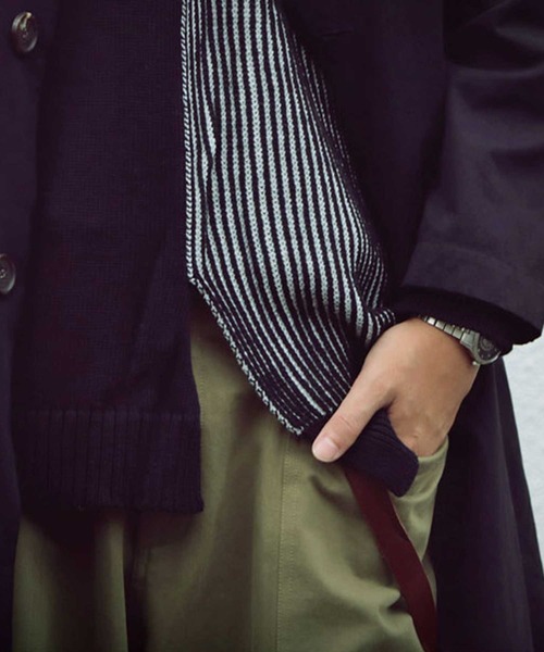 antiqua（アンティカ）の「配色アシメ綿ニット（ニット/セーター・メンズ・ブラック/ナチュラル・M/L/L/XL）」の9枚目の写真