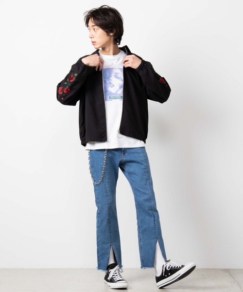 WEGO（ウィゴー）の「WEGO/ローズ刺繍スウィングトップ（ブルゾン・メンズ・ブラック・MEDIUM/LARGE）」の5枚目の写真