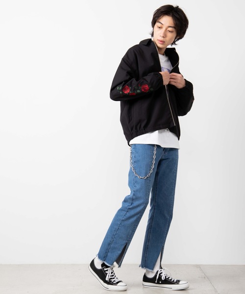 WEGO（ウィゴー）の「WEGO/ローズ刺繍スウィングトップ（ブルゾン・メンズ・ブラック・MEDIUM/LARGE）」の6枚目の写真