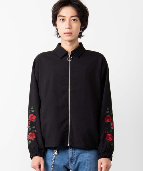 WEGO（ウィゴー）の「WEGO/ローズ刺繍スウィングトップ（ブルゾン・メンズ・ブラック・MEDIUM/LARGE）」の9枚目の写真