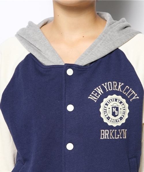 WEGO（ウィゴー）の「WEGO/カレッジパーカースタジャン（スタジャン・レディース・ブラック/ネイビー/レッド・FREE）」の7枚目の写真