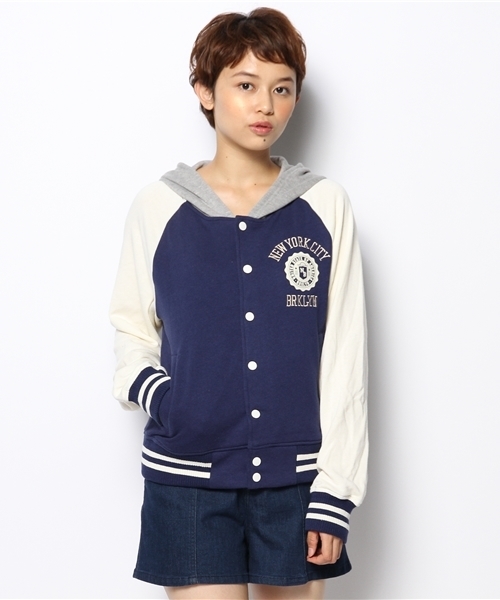 WEGO（ウィゴー）の「WEGO/カレッジパーカースタジャン（スタジャン・レディース・ブラック/ネイビー/レッド・FREE）」の5枚目の写真