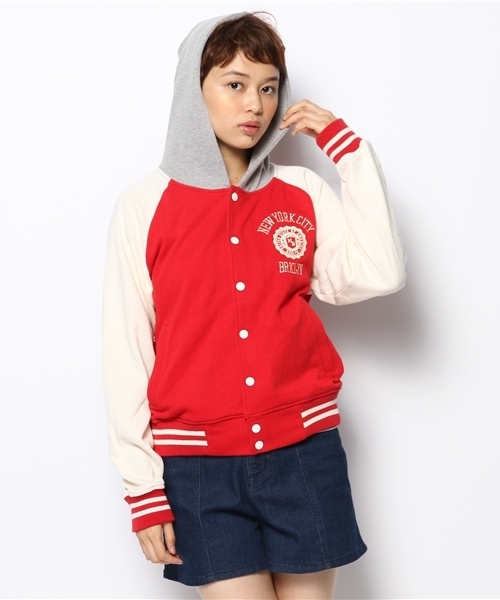 WEGO（ウィゴー）の「WEGO/カレッジパーカースタジャン（スタジャン・レディース・ブラック/ネイビー/レッド・FREE）」の6枚目の写真