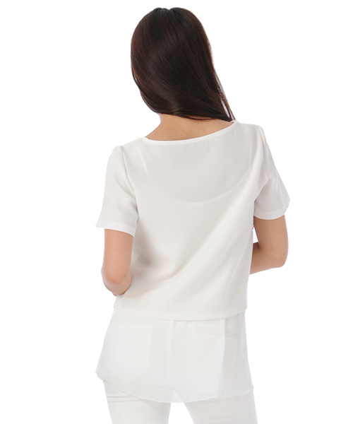 AMBIENT（アンビエント）の「シフォンレイヤードトップス（Tシャツ/カットソー・レディース・ホワイト/ライトベージュ/ネイビー・FREE）」の8枚目の写真