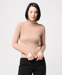 リブ タートルネックニット