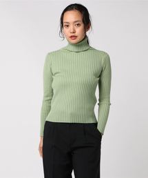 リブ タートルネックニット