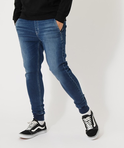 AZUL by moussy(アズールバイマウジー)の「NEW DOBBY SLIM JOGGER/ニュードビースリムジョガー(デニムパンツ・メンズ・ブルー/ブラック/ライトブルー・SMALL/LARGE/MEDIUM/X-SMALL/X-LARGE)」の3枚目の写真