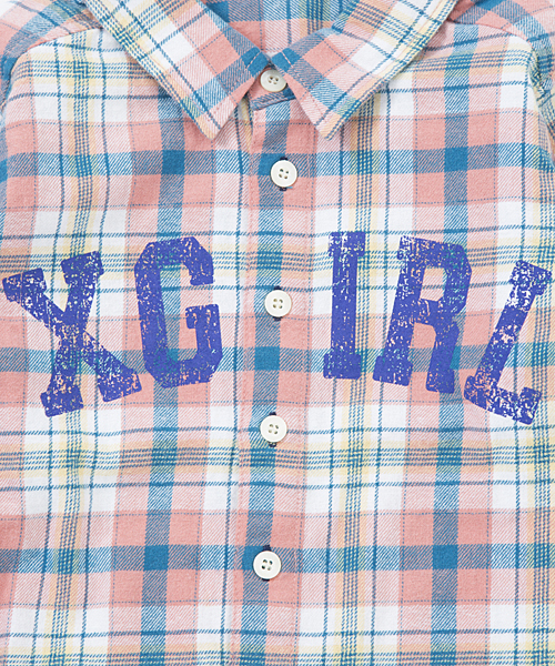 X-girl Stages（エックスガールステージス）の「COLORFUL SHIRT　（4T～7T）（シャツ/ブラウス・キッズ・レッド/ピンク/ネイビー・6T/7T/4T/5T）」の7枚目の写真