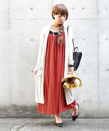 【日本製】ベーシックギャザーコットンキャミマキシワンピース