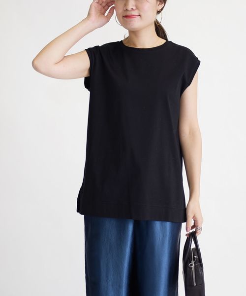 SHIPS（シップス）の「ALBINIフレンチスリーブプルオーバー◇（Tシャツ/カットソー・レディース・ライトグレー/スカイブルー/ブラック/オレンジ・ONE SIZE）」の20枚目の写真