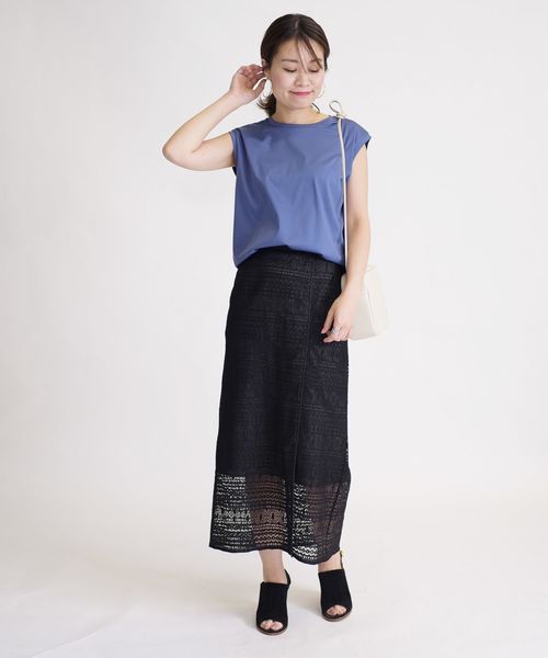 SHIPS（シップス）の「ALBINIフレンチスリーブプルオーバー◇（Tシャツ/カットソー・レディース・ライトグレー/スカイブルー/ブラック/オレンジ・ONE SIZE）」の5枚目の写真