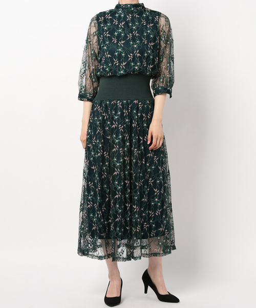 りかです❗ネイビー 七分袖 ワンピース Amazon.co.jp: [Lace Ladies] ロングドレス ワンピース マキシ