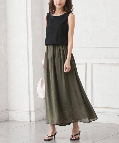 KOBE LETTUCE（コウベレタス）の「ドッキングノースリーブワンピース（ワンピース・レディース・ブラウン/ベージュ/ブラック・FREE）」の2枚目の写真