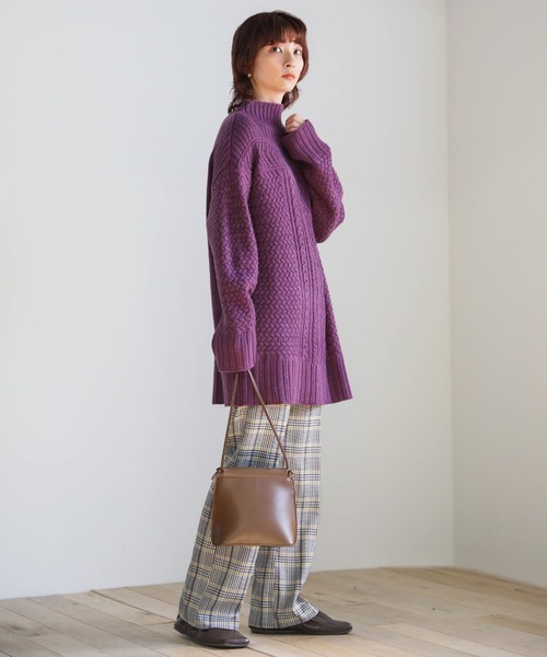 select MOCA（セレクトモカ）の「チェックワイドレッグパンツ（その他パンツ・レディース・パープル/グリーン・SMALL/MEDIUM）」の4枚目の写真