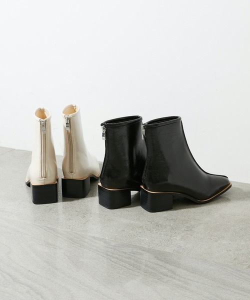 STUDIOUS（ステュディオス）の「【STUDIOUS】ウォッシュエナメルミドルブーツ（ブーツ・レディース・ブラック/アイボリー・1/2）」の6枚目の写真