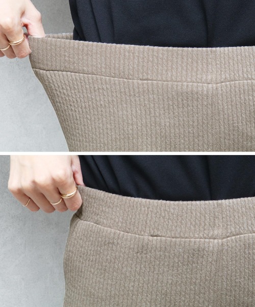 reca(レカ)の「リブフレアレギンスパンツ(レギンス/スパッツ・レディース・ブラック/アイボリー/グレー系その他・FREE)」の5枚目の写真