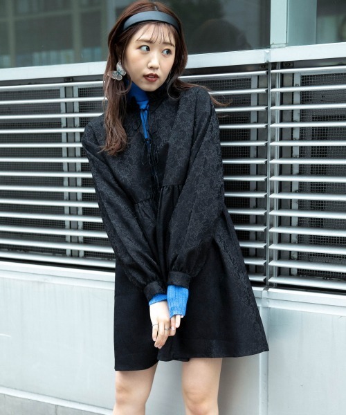 Me%（ミィパーセント）の「ジャガードミニワンピース（ワンピース・レディース・ブラック系その他/イエロー系その他・FREE）」の2枚目の写真