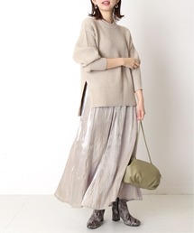 ニット×サテンスカート SET◆