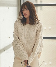 KOBE LETTUCE | パッチング風ケーブルニットプルオーバートップス(ニット/セーター)