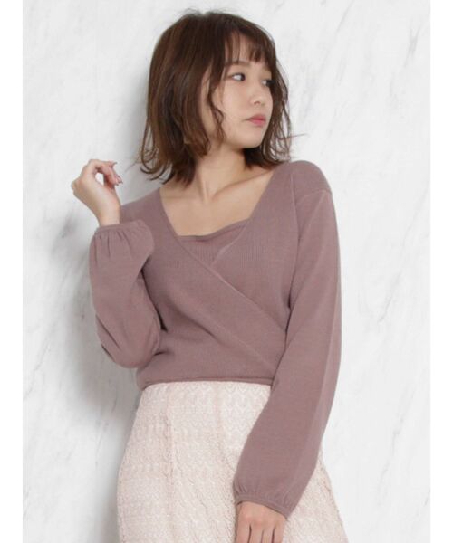 dazzlin（ダズリン）の「カシュクールベアクロシェニットトップス（ニット/セーター・レディース・ブラック/パープル/ブラウン/オフホワイト・FREE）」の4枚目の写真