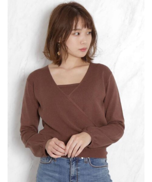 dazzlin（ダズリン）の「カシュクールベアクロシェニットトップス（ニット/セーター・レディース・ブラック/パープル/ブラウン/オフホワイト・FREE）」の10枚目の写真