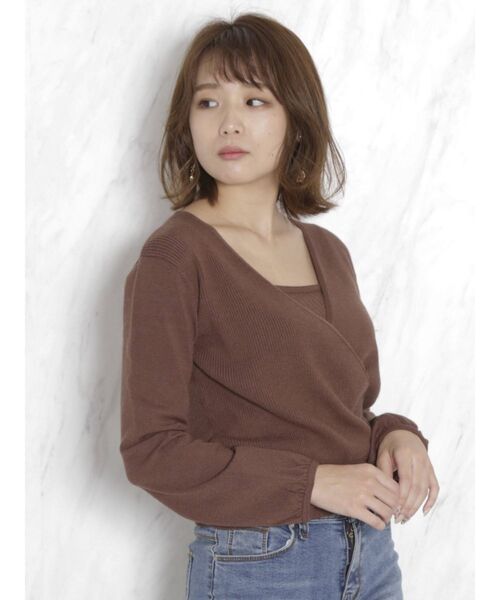 dazzlin（ダズリン）の「カシュクールベアクロシェニットトップス（ニット/セーター・レディース・ブラック/パープル/ブラウン/オフホワイト・FREE）」の11枚目の写真