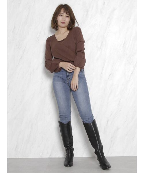 dazzlin（ダズリン）の「カシュクールベアクロシェニットトップス（ニット/セーター・レディース・ブラック/パープル/ブラウン/オフホワイト・FREE）」の12枚目の写真