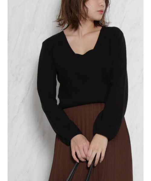 dazzlin（ダズリン）の「カシュクールベアクロシェニットトップス（ニット/セーター・レディース・ブラック/パープル/ブラウン/オフホワイト・FREE）」の3枚目の写真