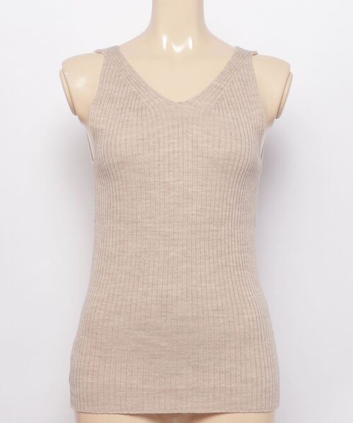 KIIRA（キーラ）の「KiiRA Rib Knit Tank Top ki-3306（タンクトップ・レディース・ベージュ/ブラウン・ONE SIZE）」の2枚目の写真