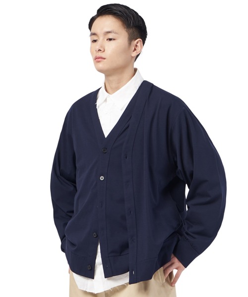 NOMANUAL(NOMANUAL)の「【NOMANUAL】DOUBLE BUTTON CARDIGAN / ノーマニュアル ダブル ボタン カーディガン(カーディガン/ボレロ・メンズ・ネイビー/ブラック・MEDIUM/LARGE)」の1枚目の写真