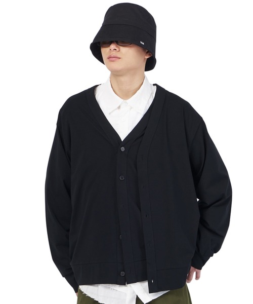 NOMANUAL(NOMANUAL)の「【NOMANUAL】DOUBLE BUTTON CARDIGAN / ノーマニュアル ダブル ボタン カーディガン(カーディガン/ボレロ・メンズ・ネイビー/ブラック・MEDIUM/LARGE)」の2枚目の写真