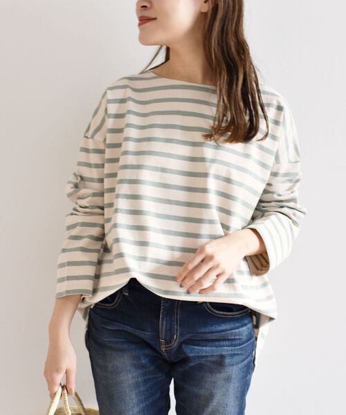 SHIPS Days(シップスデイズ)の「SHIPS Days:バスクTee(Tシャツ/カットソー・レディース・ホワイト/ベージュ/ライトグリーン・ONE SIZE)」の3枚目の写真