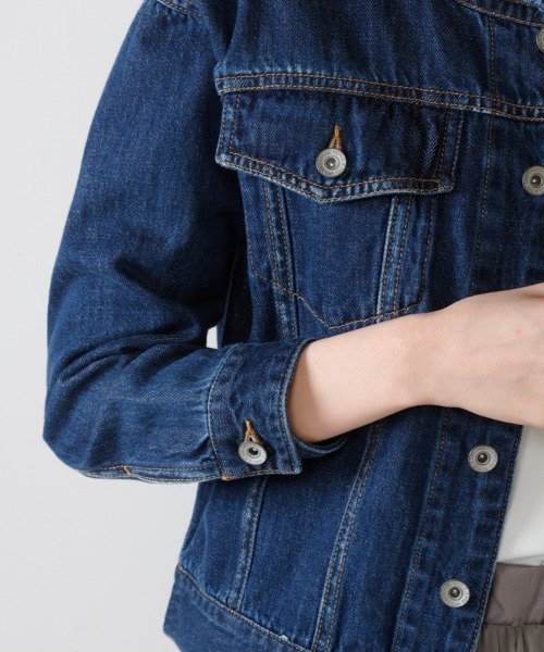 M.deux(エムドゥ)の「フリンジノーカラーデニムジャケット(デニムジャケット・レディース・ネイビー/ブルー・MEDIUM)」の12枚目の写真