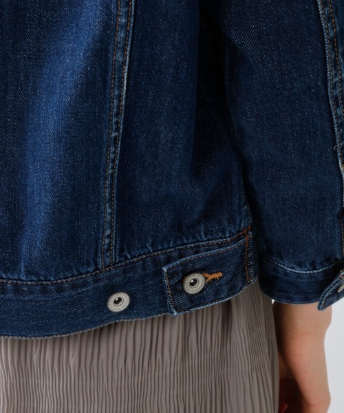 M.deux(エムドゥ)の「フリンジノーカラーデニムジャケット(デニムジャケット・レディース・ネイビー/ブルー・MEDIUM)」の10枚目の写真
