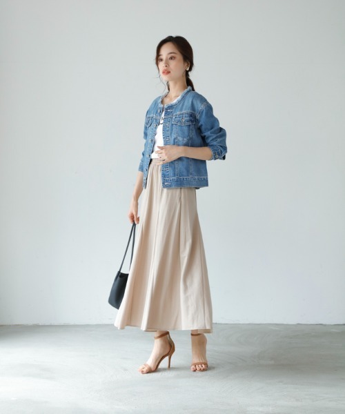 M.deux(エムドゥ)の「フリンジノーカラーデニムジャケット(デニムジャケット・レディース・ネイビー/ブルー・MEDIUM)」の20枚目の写真