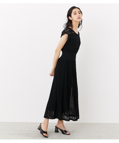 クロシェフレアニットワンピース ワンピース Rienda リエンダ のファッション ワンピース セール