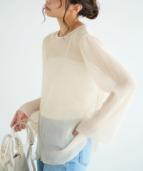 Chiaro（キアロ）の「楊柳シフォンブラウス×リブキャミソール（シャツ/ブラウス・レディース・ブルー/アイボリー/ピンクベージュ/ブラック・FREE）」の2枚目の写真