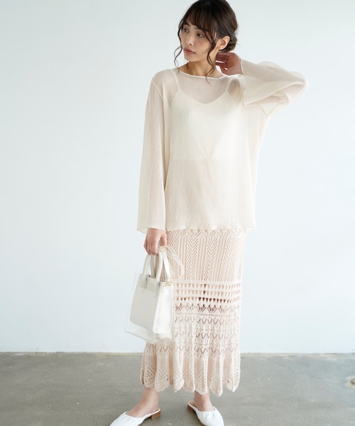 Chiaro（キアロ）の「楊柳シフォンブラウス×リブキャミソール（シャツ/ブラウス・レディース・ブルー/アイボリー/ピンクベージュ/ブラック・FREE）」の22枚目の写真