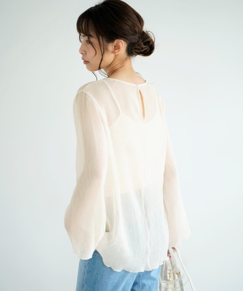 Chiaro（キアロ）の「楊柳シフォンブラウス×リブキャミソール（シャツ/ブラウス・レディース・ブルー/アイボリー/ピンクベージュ/ブラック・FREE）」の17枚目の写真