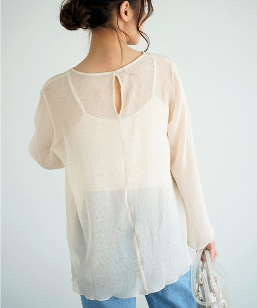 Chiaro（キアロ）の「楊柳シフォンブラウス×リブキャミソール（シャツ/ブラウス・レディース・ブルー/アイボリー/ピンクベージュ/ブラック・FREE）」の18枚目の写真