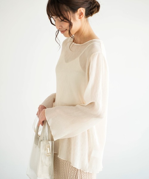 Chiaro（キアロ）の「楊柳シフォンブラウス×リブキャミソール（シャツ/ブラウス・レディース・ブルー/アイボリー/ピンクベージュ/ブラック・FREE）」の19枚目の写真