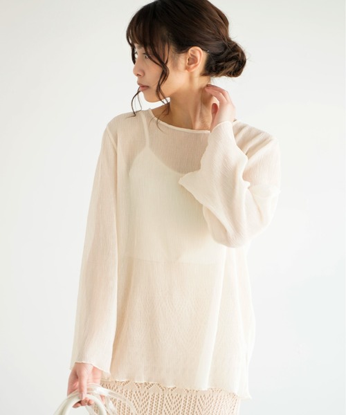 Chiaro（キアロ）の「楊柳シフォンブラウス×リブキャミソール（シャツ/ブラウス・レディース・ブルー/アイボリー/ピンクベージュ/ブラック・FREE）」の20枚目の写真