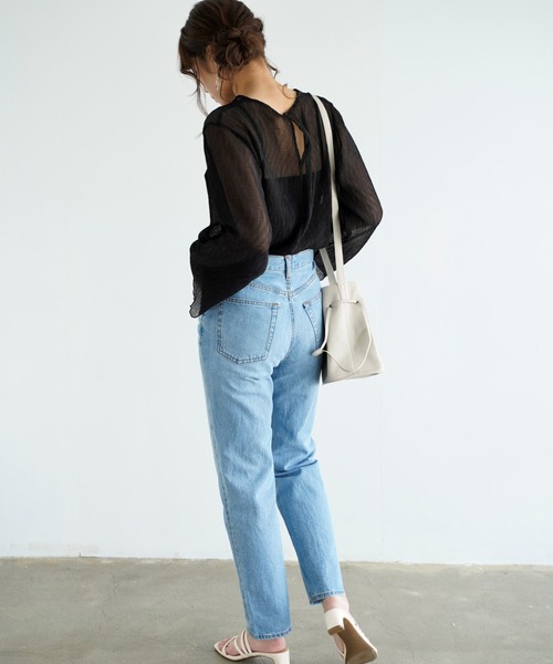 Chiaro（キアロ）の「楊柳シフォンブラウス×リブキャミソール（シャツ/ブラウス・レディース・ブルー/アイボリー/ピンクベージュ/ブラック・FREE）」の9枚目の写真