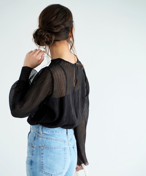 Chiaro（キアロ）の「楊柳シフォンブラウス×リブキャミソール（シャツ/ブラウス・レディース・ブルー/アイボリー/ピンクベージュ/ブラック・FREE）」の11枚目の写真